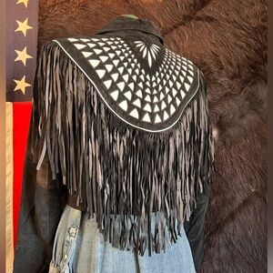 Vintage DD by Daniel Zahr Black Suede Fringe Western Jacket 80’s Rocker Vibe